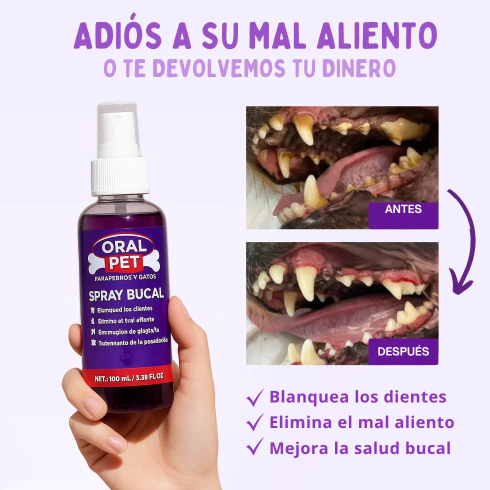 ORALPET | Spray 100 % Natural Cuidado bucal de perros y gatos