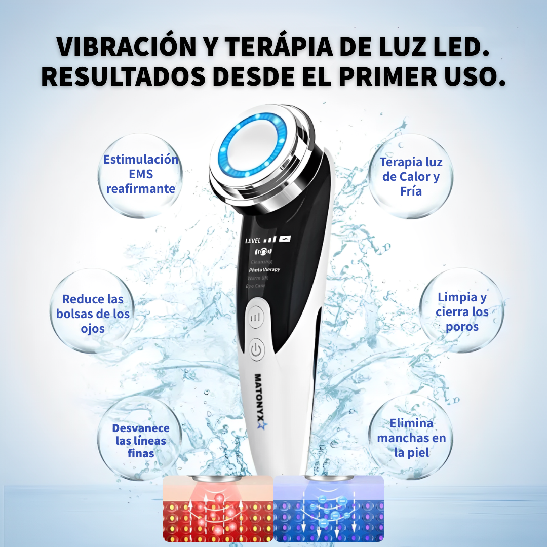 Masajeador Facial con frio y calor Antiarrugas + 2 Mascarillas de Colágeno GRATIS