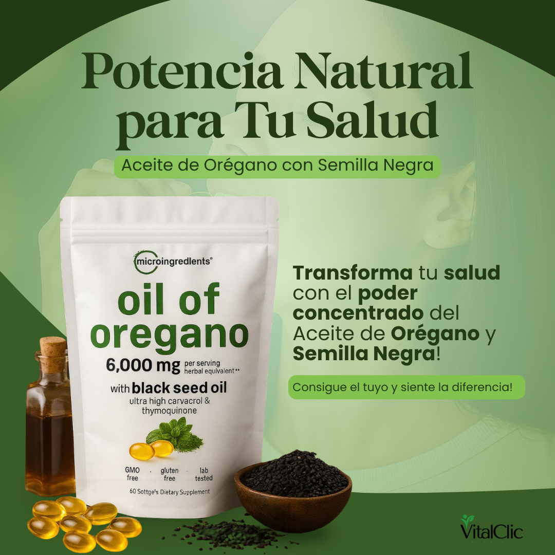 Aceite de Orégano y Semilla Negra 6.000Mg - 😱AUMENTA TUS DEFENSAS EN SEGUNDOS😱