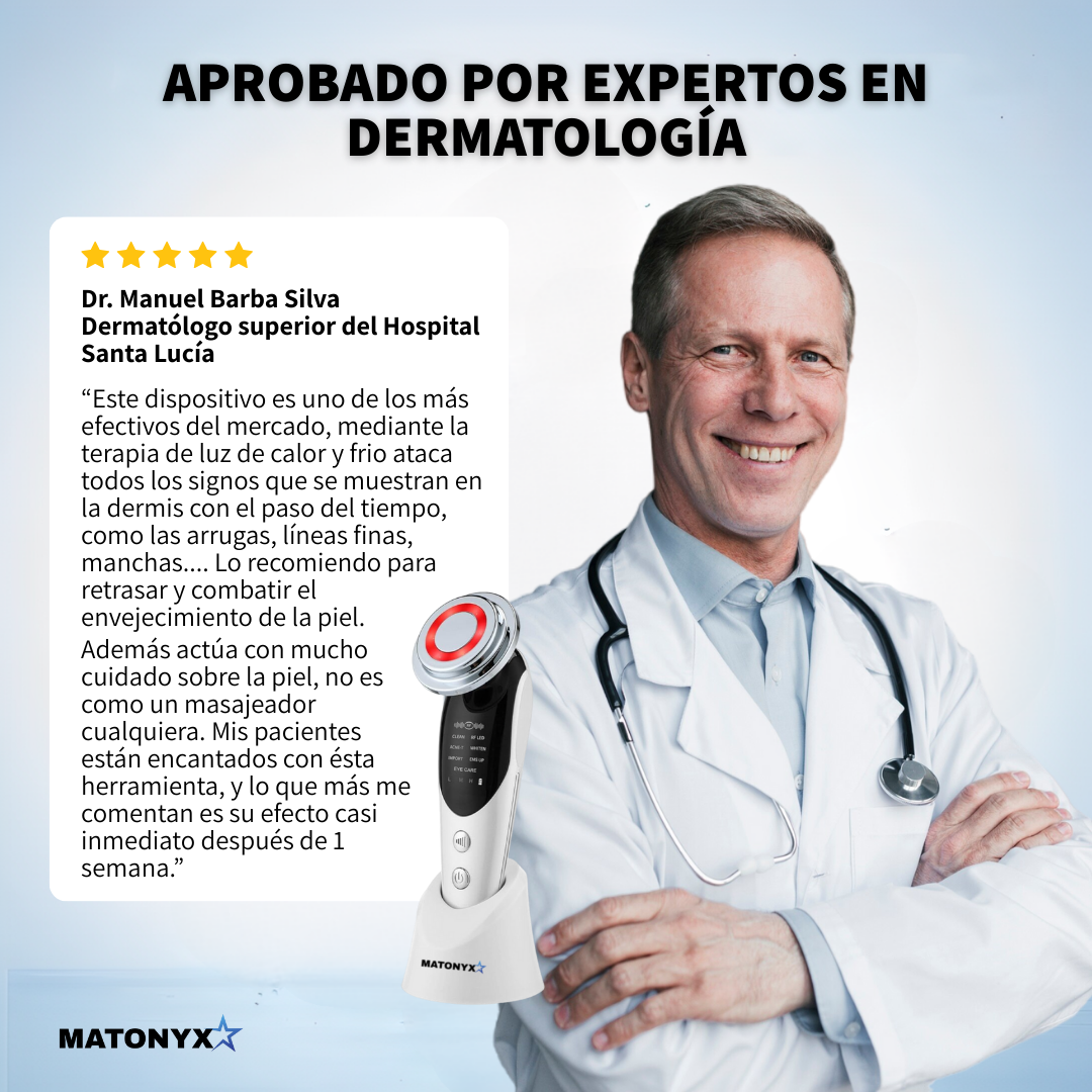 Masajeador Facial con frio y calor Antiarrugas + 2 Mascarillas de Colágeno GRATIS