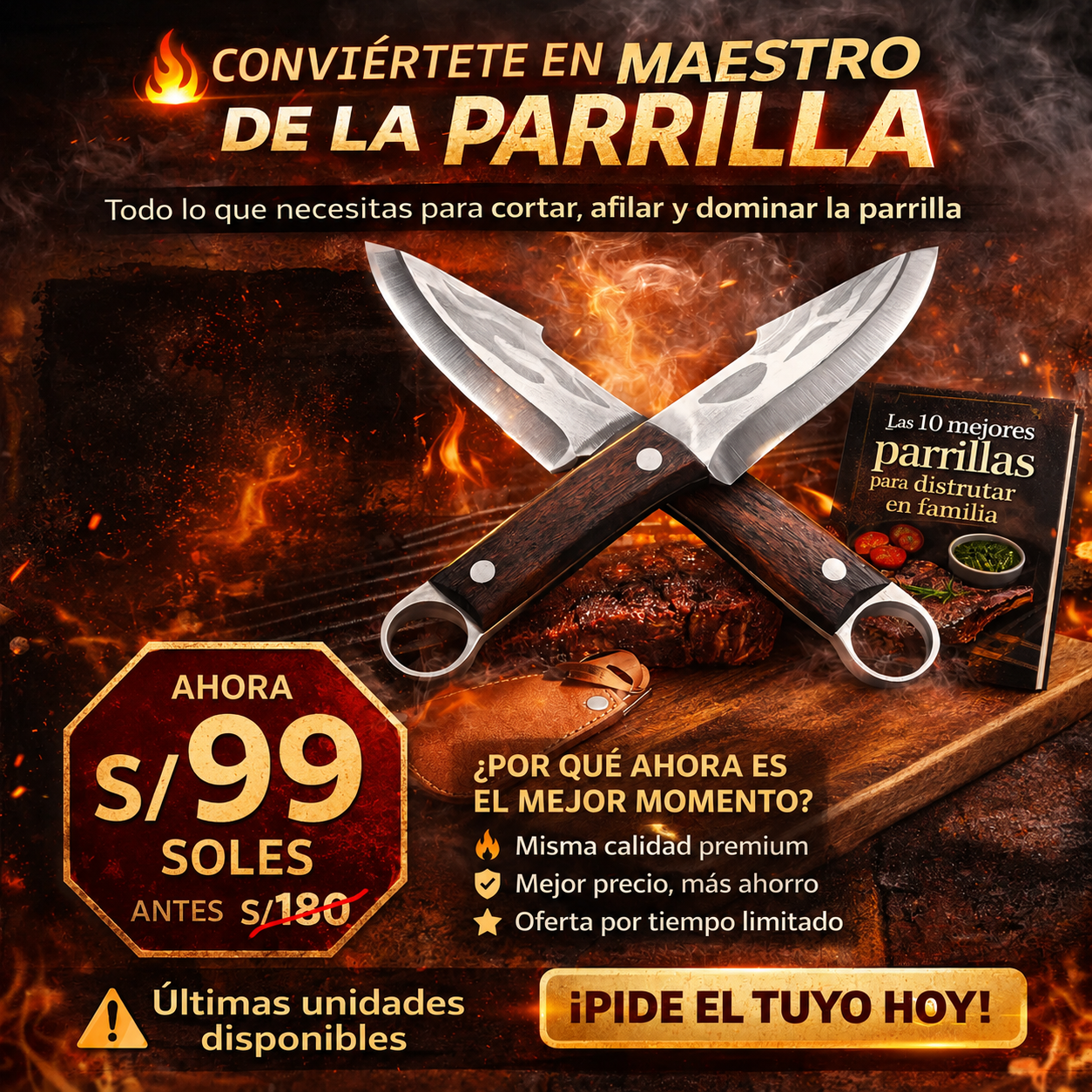 🔥 CUCHILLO MONGOL PREMIUM — ¡Paga 1 y Llévate 2! ⚔️ Calidad Profesional al Mejor Precio 🔥