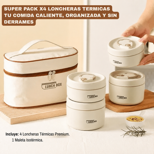 PACK LUNCHBOX®: 4 Loncheras Térmicas + Maleta + 2 REGALOS SORPRESA 🎁