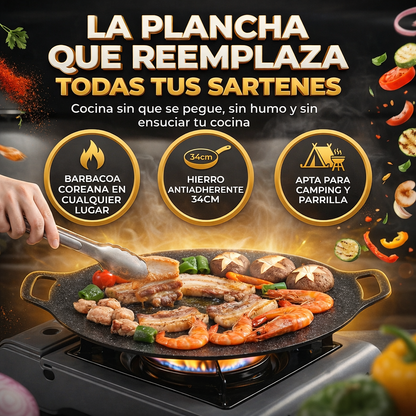 🎁HOY ENVÍO GRATIS🎁 PLANCHA COREANA ANTIADHERENTE TEPPANYAKI 34CM