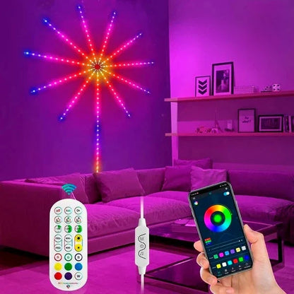 Luz LED de Fuegos Artificiales Para Pared A Control Remoto