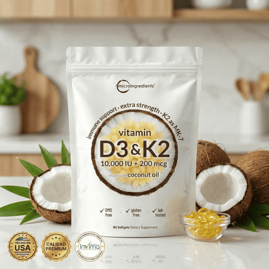 MicroIngredients® Vitamina D3+K2 Complex | Revitaliza tu Cuerpo (Suministro para 3 Meses 90und)