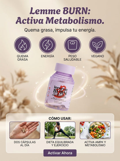 Lemme Burn – Cápsulas para Activar el Metabolismo y Quemar grasa (60 Cápsulas)