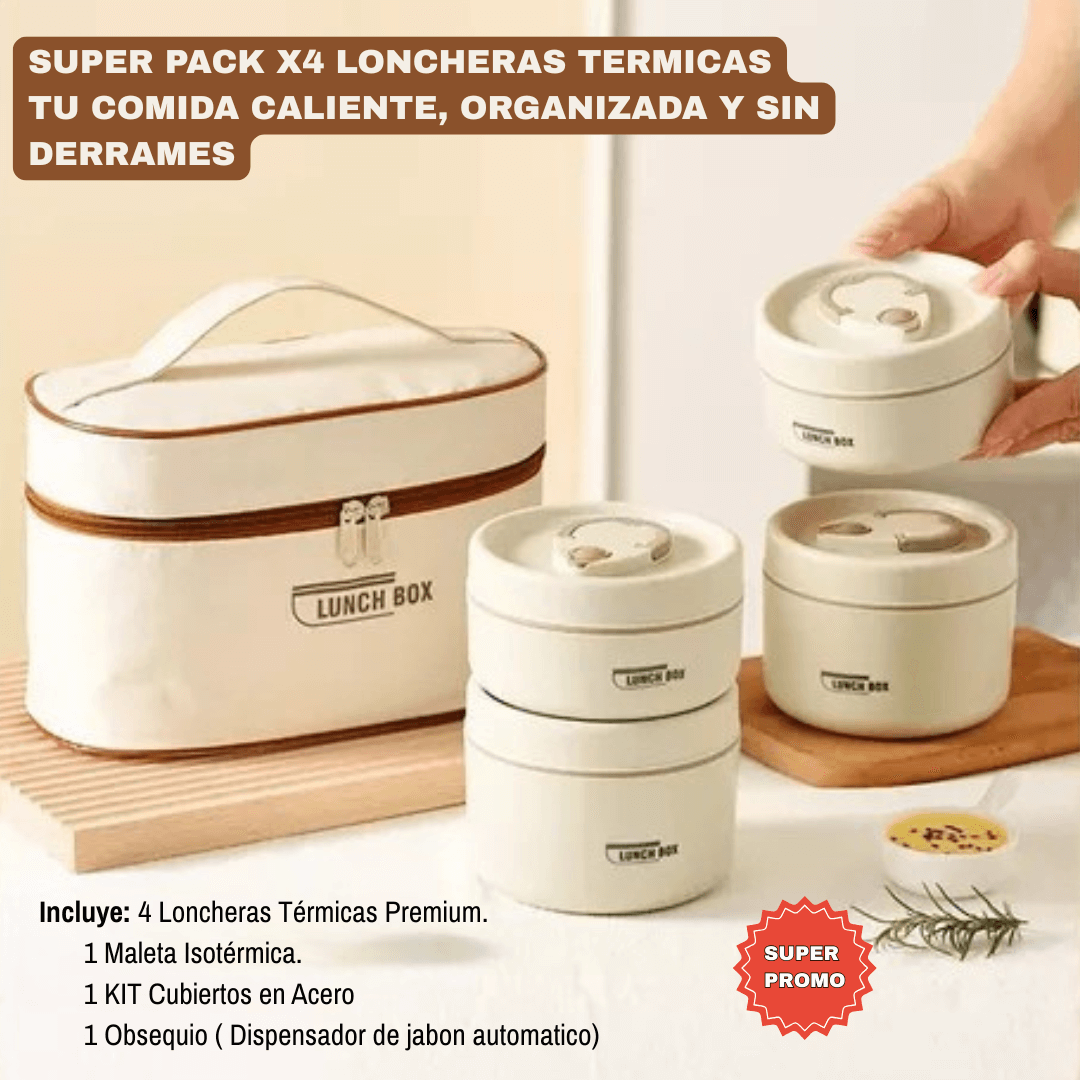 PACK LUNCHBOX®: 4 Loncheras Térmicas + Maleta +  ¡Obsequio!