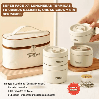 PACK LUNCHBOX®: 4 Loncheras Térmicas + Maleta +  ¡Obsequio!