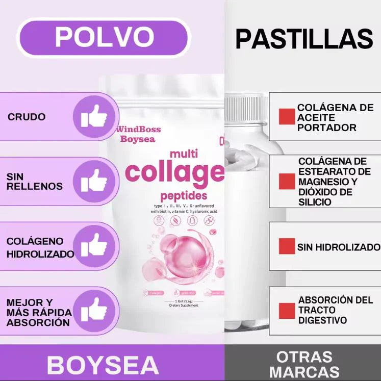 colágeno de 5 tipos + ácido hialurónico, vitamina C y biotina