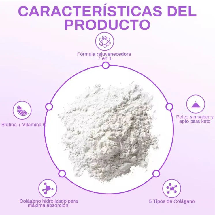 colágeno de 5 tipos + ácido hialurónico, vitamina C y biotina