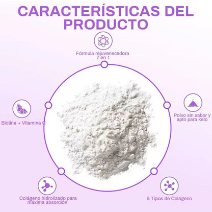 colágeno de 5 tipos + ácido hialurónico, vitamina C y biotina