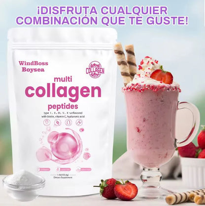 colágeno de 5 tipos + ácido hialurónico, vitamina C y biotina