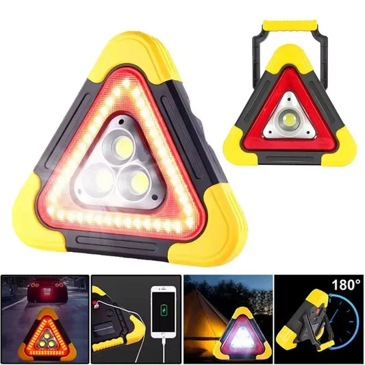 Triángulo Solar de Emergencia y advertencia en carretera