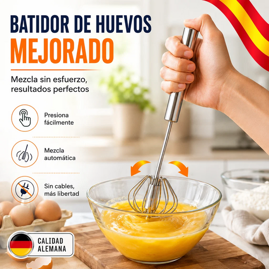 2 piezas Batidor de huevos semiautomático de acero inoxidable